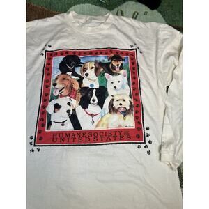 Vintage Humane Society Of The United States Dog Graphic Long Sleeve Tshirt Large